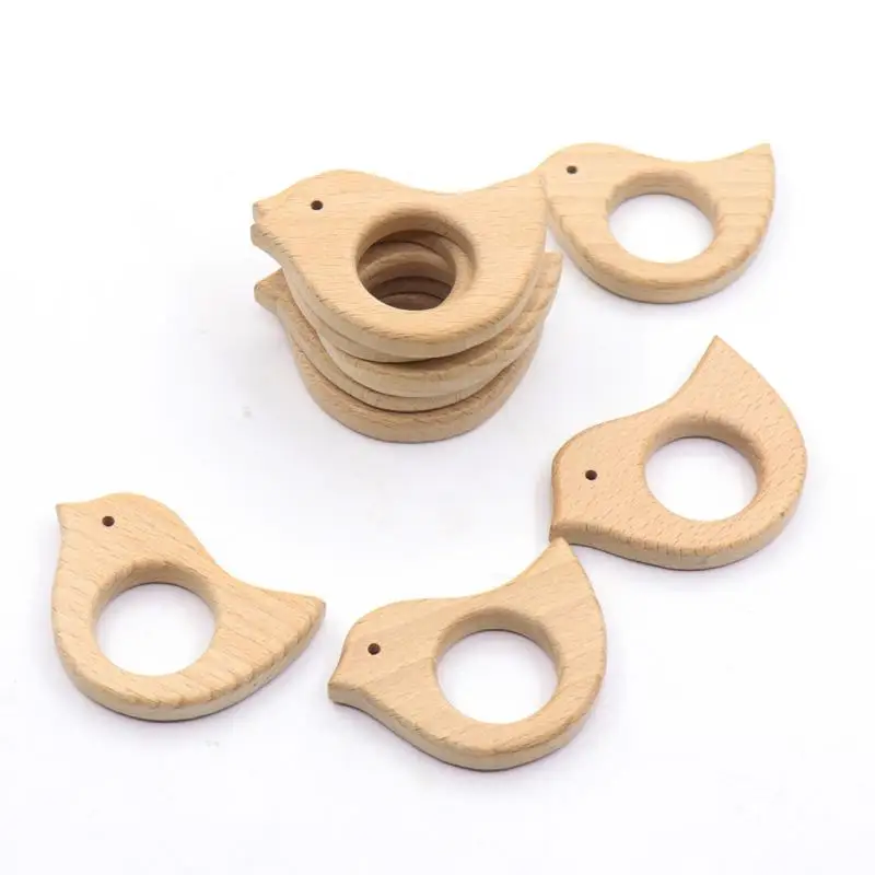 

10pcs Bird Shape Wooden Teeth Bakelite Pendant Cute Pacifier Chain Teeth Toys Food Grade Materials Baby Teether DIY Accessories