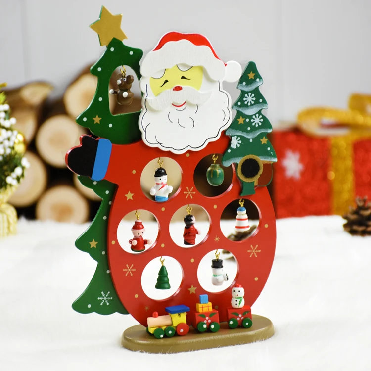 Santa claus Настольная витрина, окно, новогодний декор, деревянные снеговики, украшения с подвеской, рождественские поделки, рождественские украшения для дома - Цвет: Santa claus