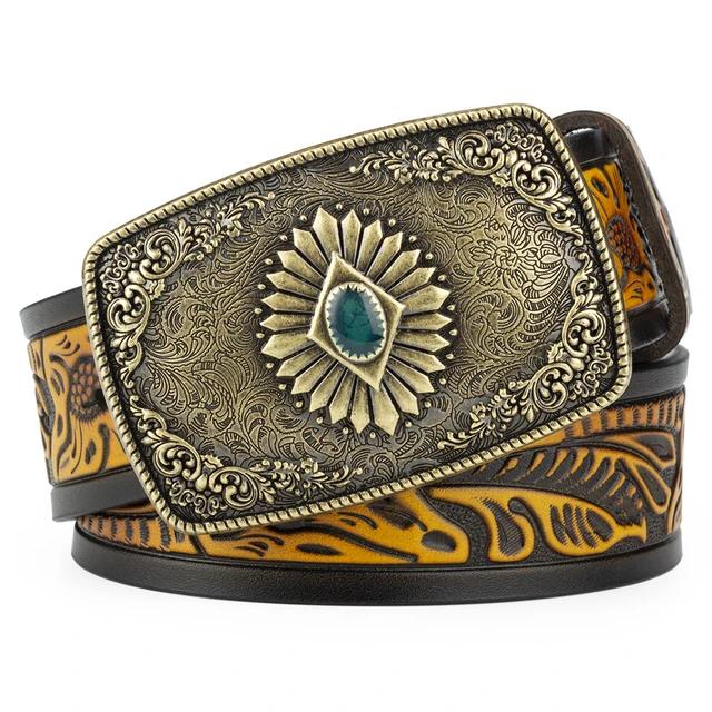 Keep It Gypsy Buckle Brown and White Hair On Leather Belt