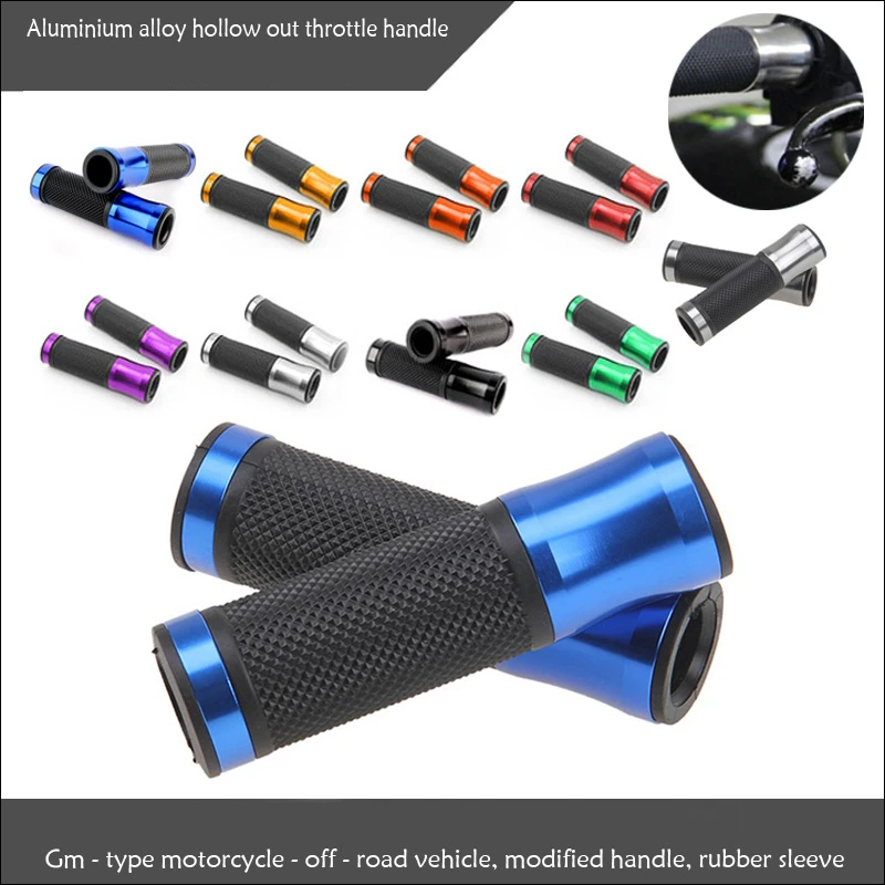 

JIUWAN 2 Pcs Universal Motorcycle Rubber Dirt Motorbike Scooter ATV Aluminum Rubber Handlebar Gel Open End Hand Grip Multicolor