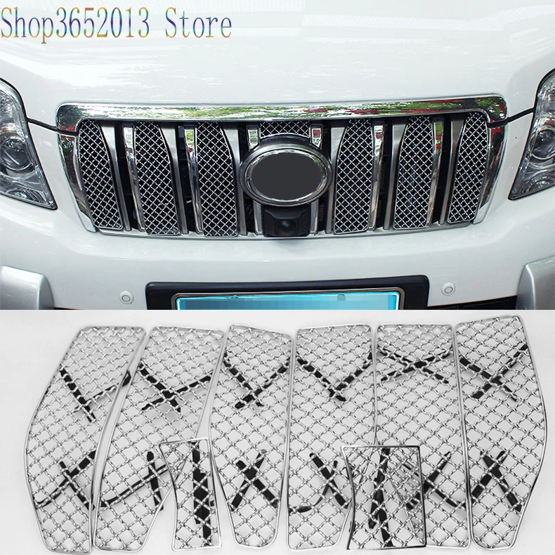 Honeycomb Front Grille Mesh Cover Trim 8pcs For Toyota Prado FJ150 2010-2013
