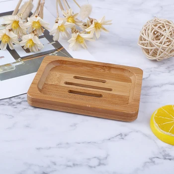 

1pc Handmade Wood Bamboo Soap Dish Tray Case Bathroom Clean Shower Holder