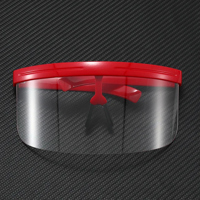 Oversized Windproof Mask Goggles Sunglasses Women Fashion One Piece Rimless Sunglasses Men Outdoor UV400 Crystal Glasses O960 Red-Clear