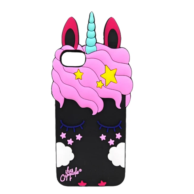 Phone Cases For iPhone 5 S 5S Coque Case Silicon 3D Cute Cartoon Shell For iPhone5 Back Cover For iPhone 5se Case Capinha Para unicorn black