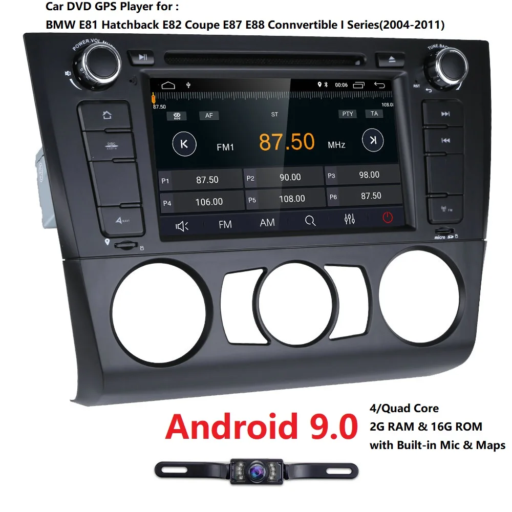 Excellent 7Inch Android 9.0 Quad Core Car Radio GPS Navi Car DVD Player For BMW 1 Series E81 E82 E87 E88 I20 2004-2011 Mirror link 4GWifi 0
