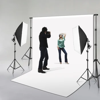 

2Mx3M Photo Background Support System & 3x3 Muslin Photography Backdrops White & Softbox Lighting Kit For Photo Studio