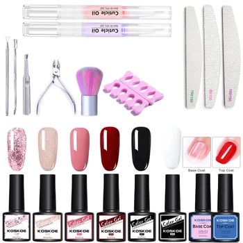 

KOSKOE Gel Nail Polish Sets For Nail Art 6 Colors UV LED Soak off Nail Art Gel Nail Polish Kit Base Top Coat Gel Polish Set
