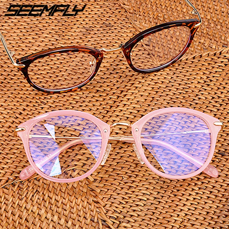 

Seemfly Glasses Frame Men Women Anti Blue Light Myopia Eyeglasses Frame Vintage Clear Lens Optical Spectacle Unisex Eyewear 2019