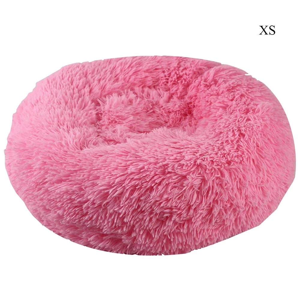 Pink Мягкая подстилка для животных плюшевая круглая Лежанка для кошки кошачья кровать круглая кровать для собаки зимнее гнездо Теплый лежак для собаки коврик щенок пещера спальный дом - Цвет: Pink