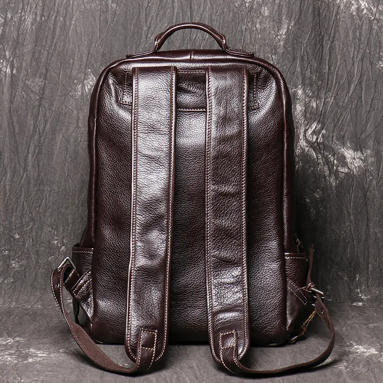 Color Coffee Back Display of Leather Backpack