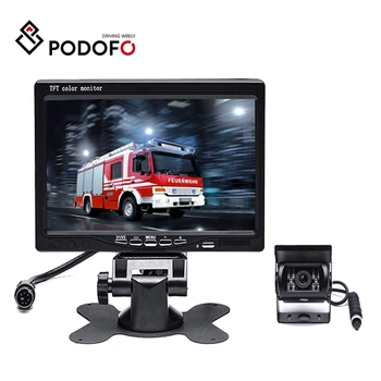 

Podofo 7" TFT LCD Display Car Rear View Monitor 4-pin Connector Vehicle Reverse Backup Camera for RV Caravan Trailers Campers