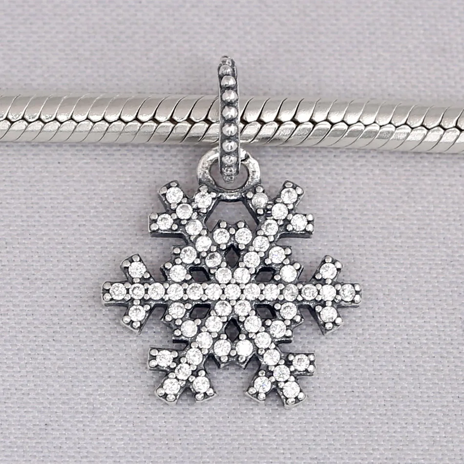 Оригинальные снежинки с кристаллами Подвески Бусины Подходят бусины из стерлингового серебра 925 Шарм Pandora браслет Diy ювелирные изделия