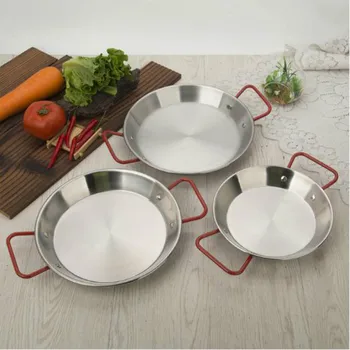 

Stainless Steel Paella Pan Spanish Seafood Frying Pot Non-stick Frying Pot Kitchen Fried Chicken Fruit Plate Cooking Tool WF9160