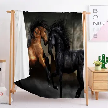 

2020 New horse animal Custom blankets Large and small size throw blanket tapestry sleeping blanket flannel blanket bedding