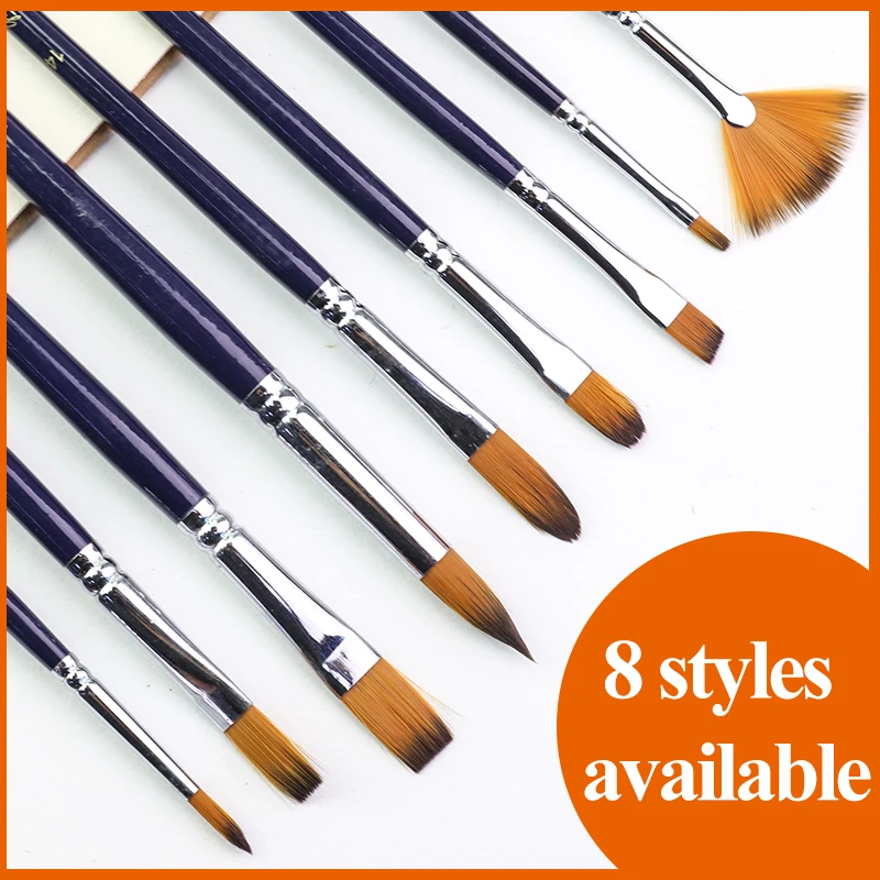 

Giorgione Purple Rod Nylon Brush Pointed/Flat/Round/Oblique Head 6/8/10pcs Different Shapes Watercolor/Gouache/Acrylic Painting
