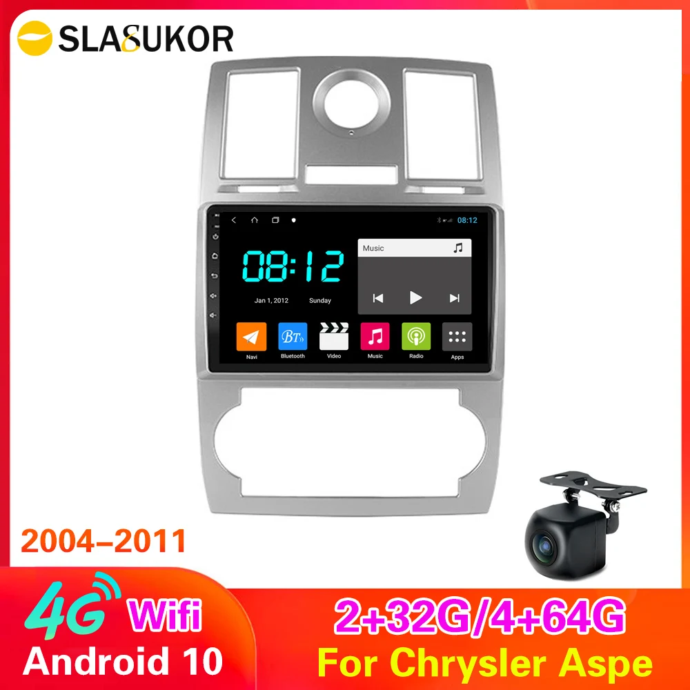 4G Lte 64 Rom Android 10 2Din Autoradio Navigazione Gps Video Lettore Multimediale Per Chrysler Aspen 300C 2004 2005-2011 Wifi Bt