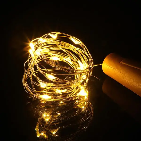 

2m 20 LED Mini Bottle Stopper Lamp String Bar Decoration String Light Warm White Light Earth Yellow