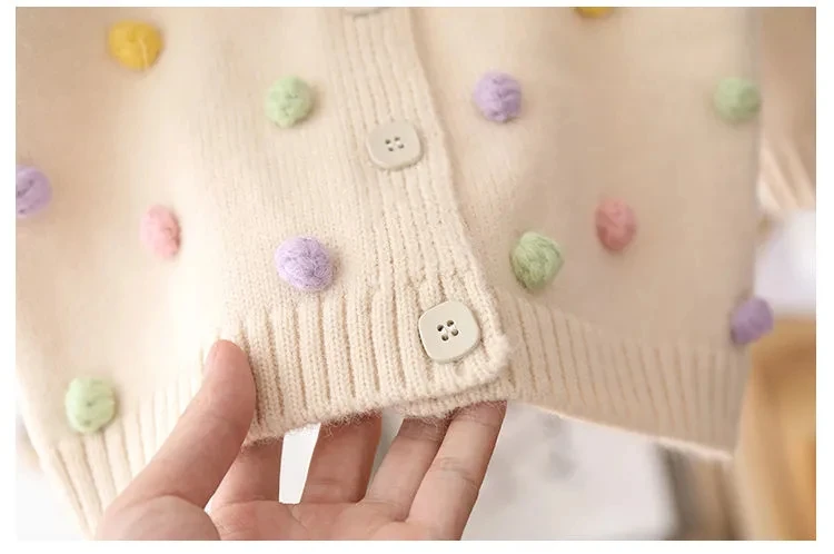 Girls' Knitted Cardigan Jacket Children's Jacket Baby Bottoming Long-Sleeved Sweater For Kids Clothes Coat Top