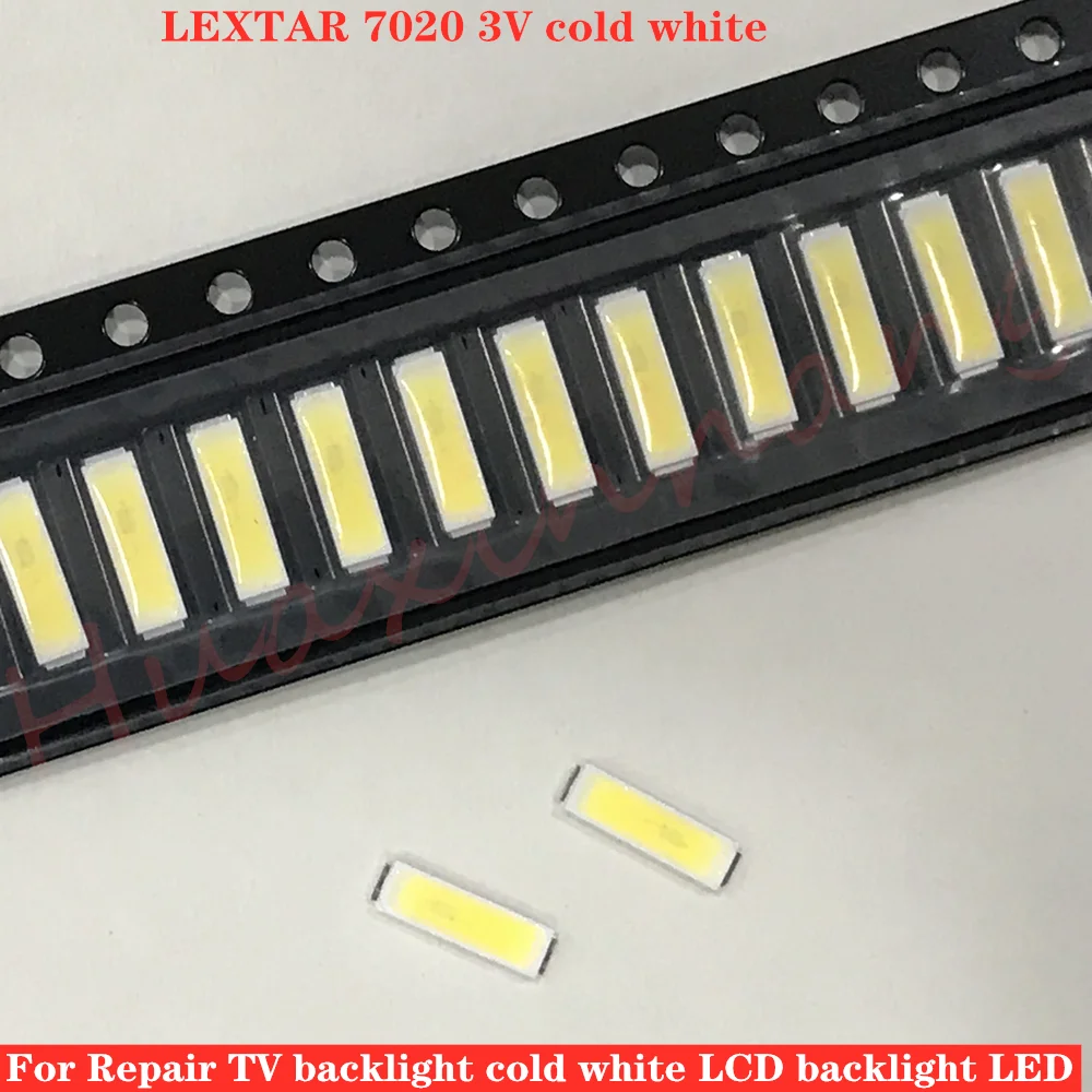 200PCS/Lot Original For Lextar SMD LED 7020 3V 0.5W 50LM Backlight bead Cool White For LCD TV Backlight High quality