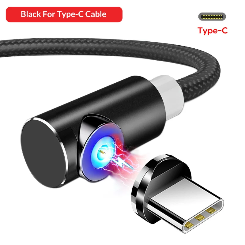 Магнитный Micro USB кабель для IPhone6 7 8 X XS MAX usb type C Магнитный зарядный кабель USB C кабель для мобильного телефона для samsung huawei - Цвет: For Type C Black