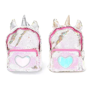 

New Sequins Unicorn Backpack Women PU Leather Mini Travel Soft Bag Fashion SchoolBag For Teenager Student Girls Book Bag