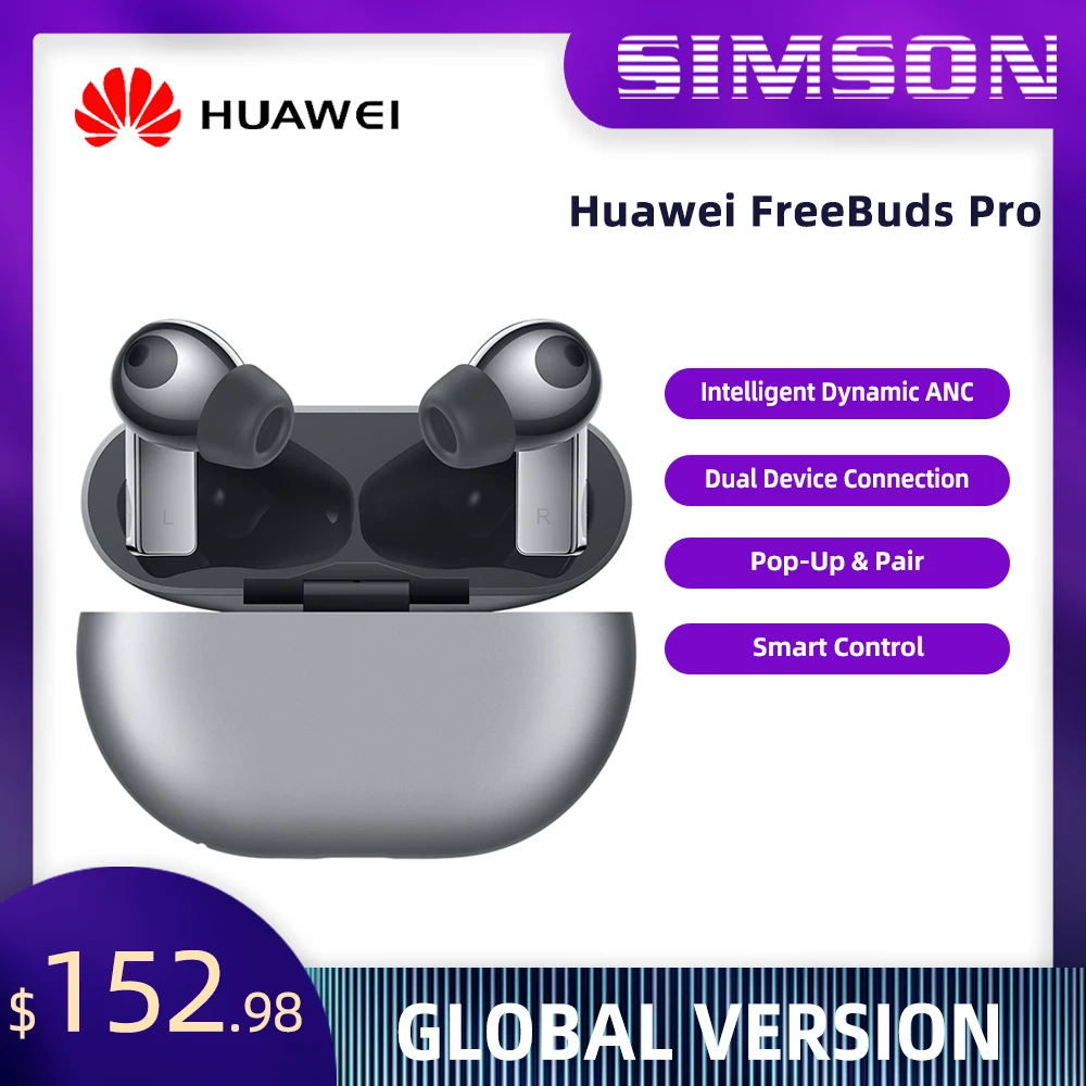  Беспроводные наушники Huawei FreeBuds Pro, гарнитура Bluetooth 5,2, наушники вкладыши с активным шумоподавлением, Двойное Подключение устройства 