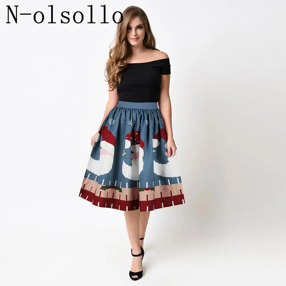 N-olsollo новейшая Рождественская серия 9 дизайн сексуальная юбка миди эластичная талия Saias юбка-пачка со складками повседневные юбки с высокой талией