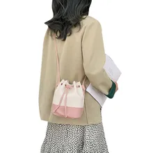 Сумки на плечо женские сумки через плечо цветная блочная сумка мешок с кулисой кошелек из искусственной кожи сумки