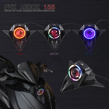 

For YAMAHA NVX155 AEROX155 Motorcycle Scooter Modified Carbon fiber front LED spotlight rainbow color lens decoration lamp