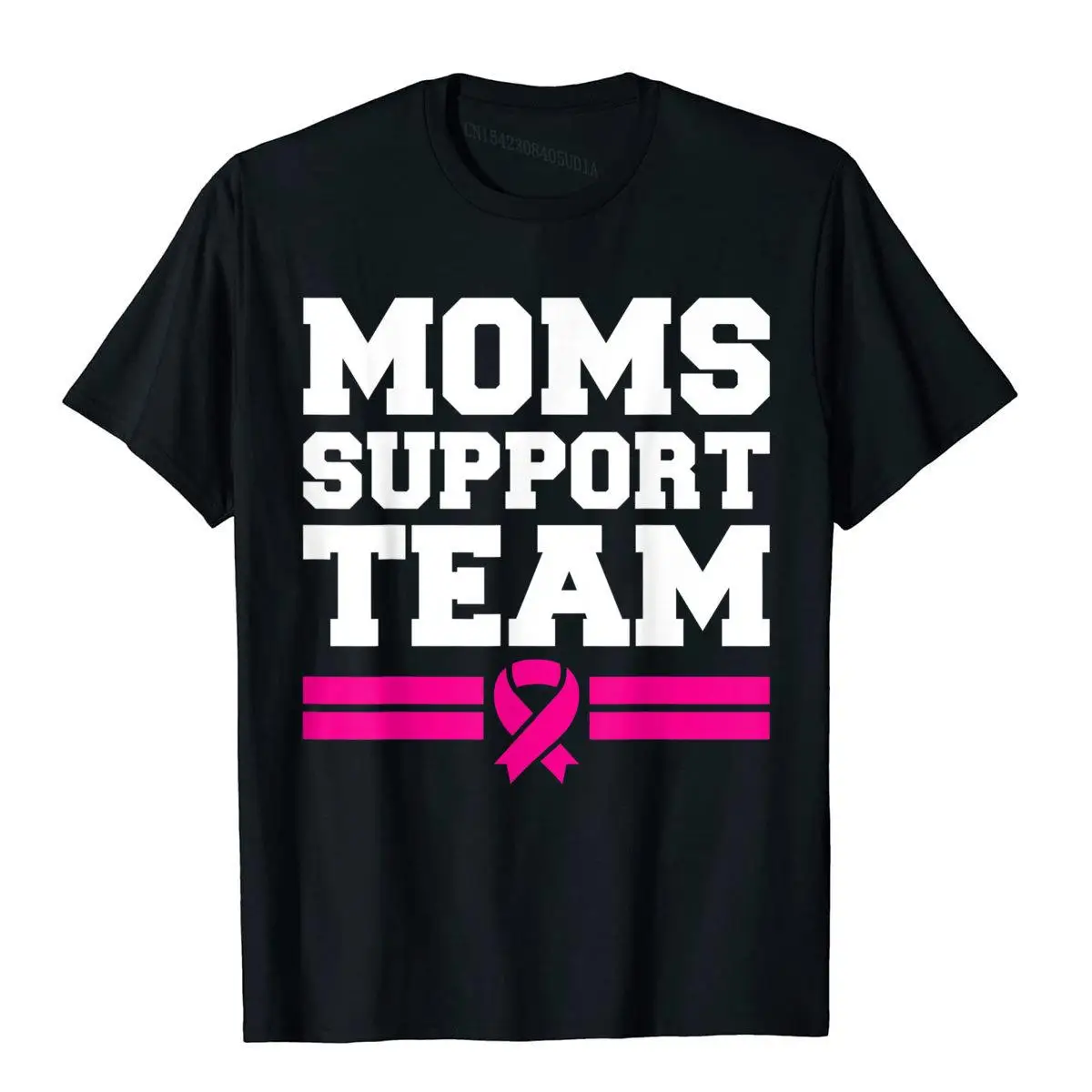 Moms Support Team Son Daughter Breast Cancer Awareness Shirt__B6680black