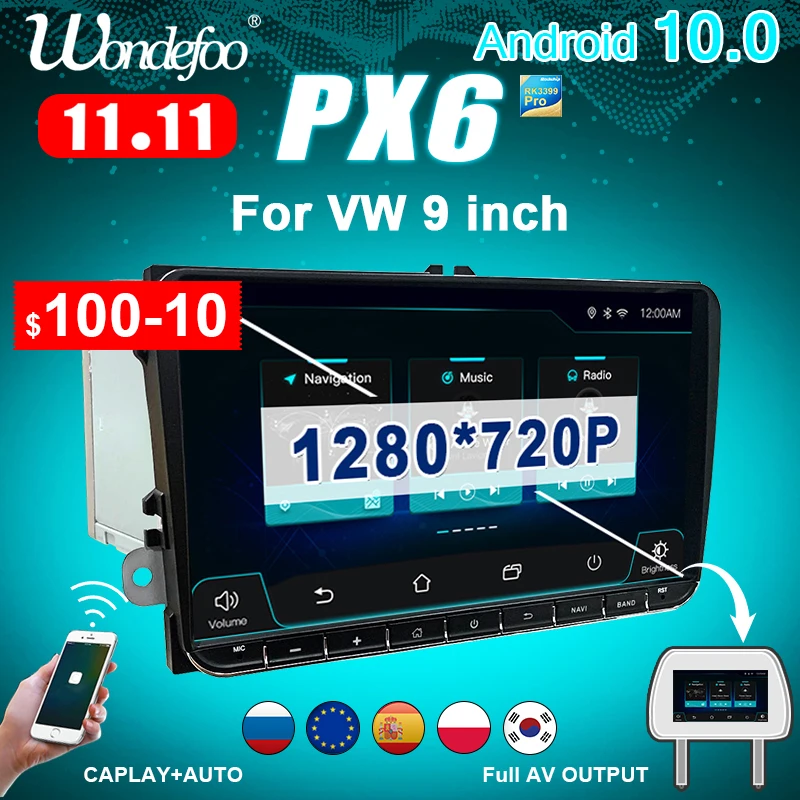 PX6 2 din android 10 car radio with screen for Seat Altea VW Passat B7 CC GOLF 5 6 Polo Tiguan intelligent system video players