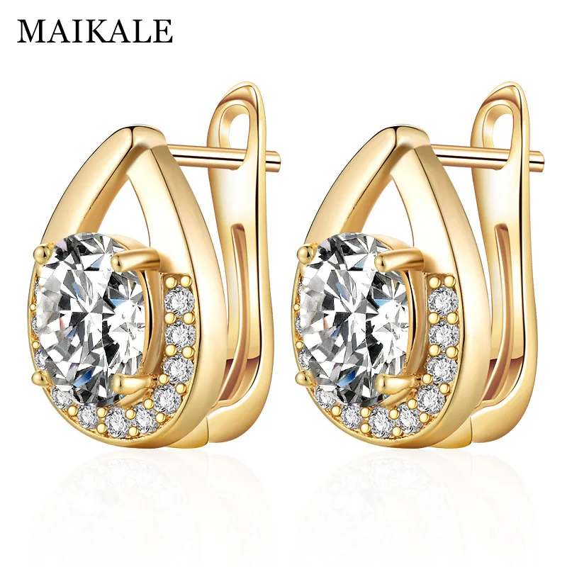 MAIKALE тренд капли воды CZ циркония серьги для женщин посеребренные золотые свадебные вечерние серьги украшения Brinco feminino подарок