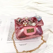 Сумка через плечо с цветком и блестками для девочек, повседневная простая сумка через плечо для отдыха, модная сумка для девочек y10