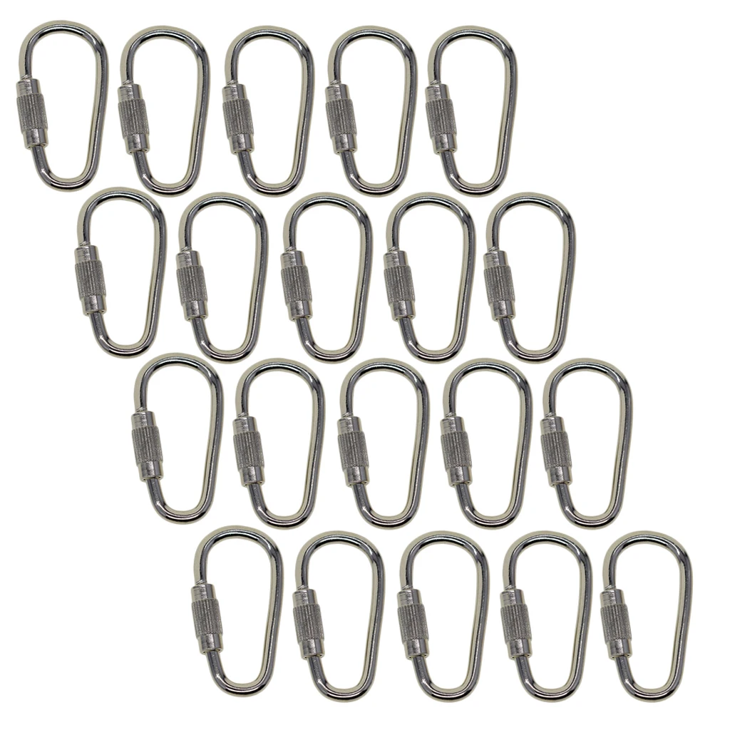 20 Mini Steel Quick Open Screw Lock Key Chain Hook Carabiner Safety Clasp