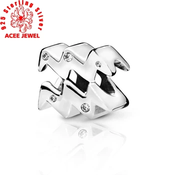 

2019 winter New 925 Sterling Silver Beads Sparkling Aquarius Zodiac Charms Pendant fit Original Bracelets DIY Jewelry