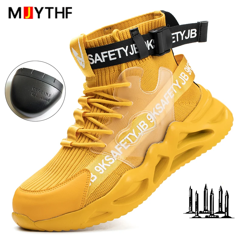 Men's Work Boots Safety Shoes Steel Toe Fashioned Sole Sneakers Indestructible 