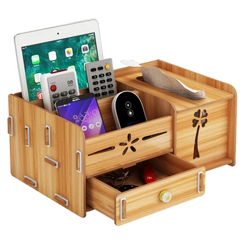 

HECARE Multi-function Storage Box Wooden with Tissue Box Desktop Case Organizer Wood Remote Control Holder 2020 New