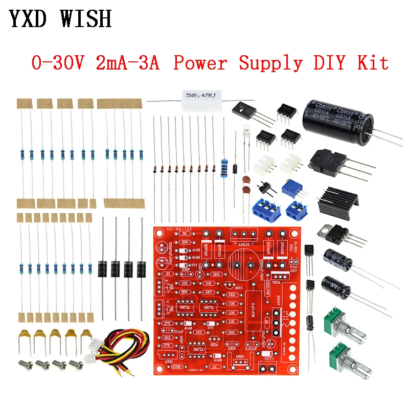 0-30 в 2mA-3A постоянного напряжения Регулируемый источник питания DIY комплект непрерывный регулируемый ток ограничительная защита для лаборатории образования