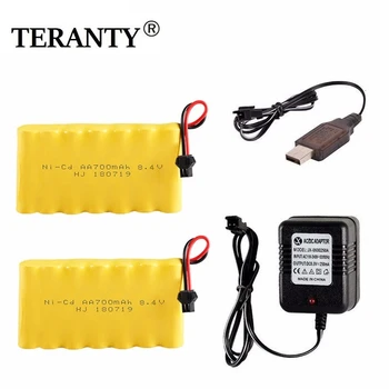 

(SM Plug) Ni-CD 8.4v 700mah Battery + USB Charger For Rc toys Car Tank Train Robot Boats Guns AA 8.4v Rechargeable Battery Pack
