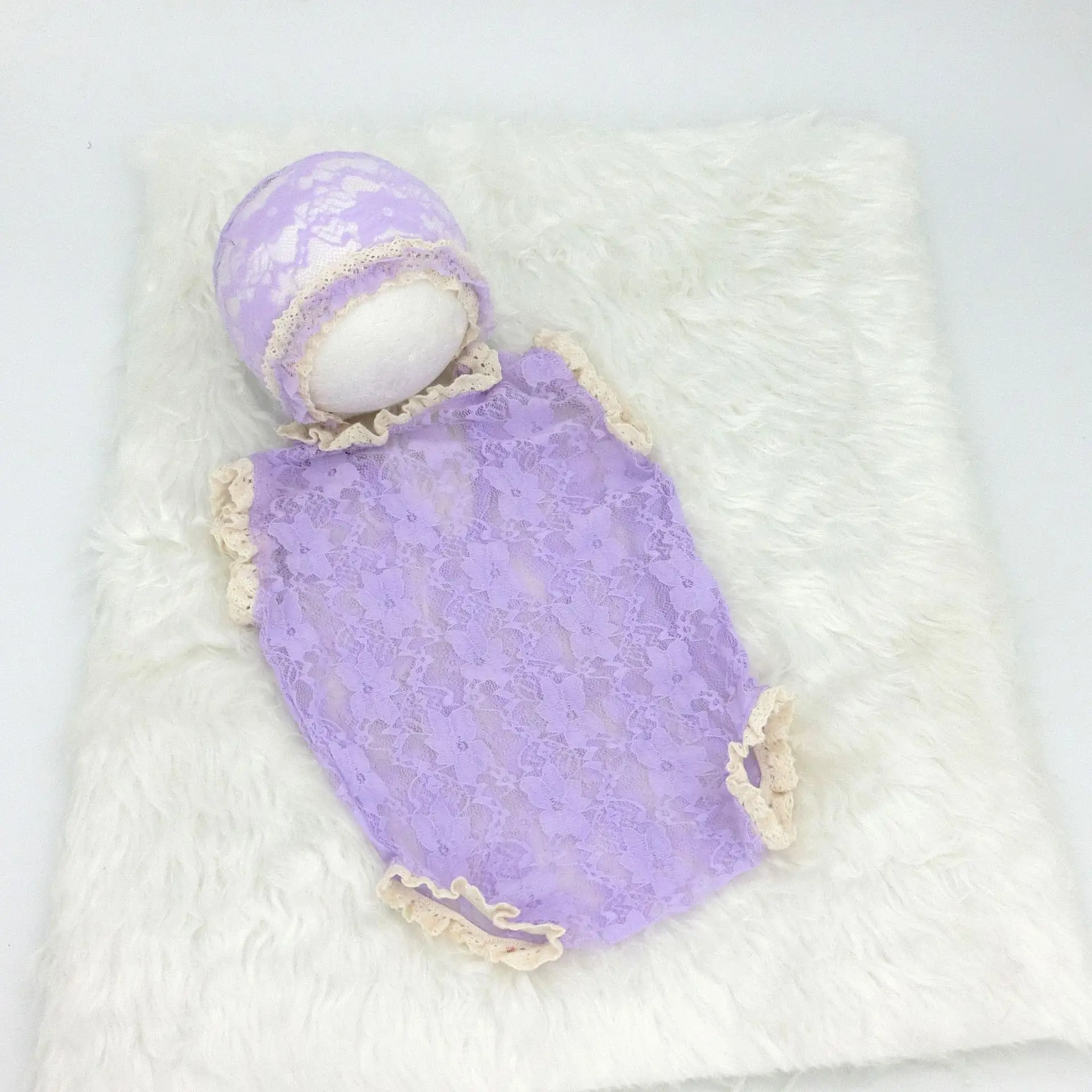 Для новорожденных фон для фотосъемки с оборочками и капюшоном Кружевной Костюм детский наряд для фотосессии с запахом для новорожденных CHD10105 - Цвет: Фиолетовый