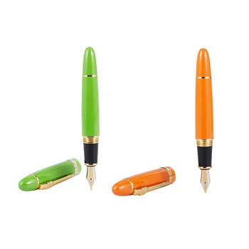 

2x JINHAO 159 18KGP 0.7mm Medium Broad Nib Fountain PEN Free Office Fountain Pen with A Box, Green & Orange