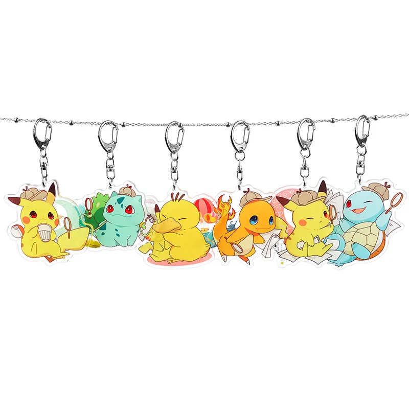 Брелок с покемоном Сквиртл Пикачу Psyduck Charmander Bulbasaur милый забавный мультфильм аниме Акриловые Брелки Подвеска на Рюкзак kawaii