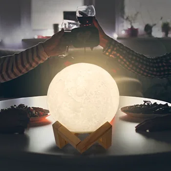 

Moon Lamp 3d Yellow And White Color Plug In Night Light Usb Led Rechargeable Home Bedside Table Desk Lamp Best Gift Dropshipping