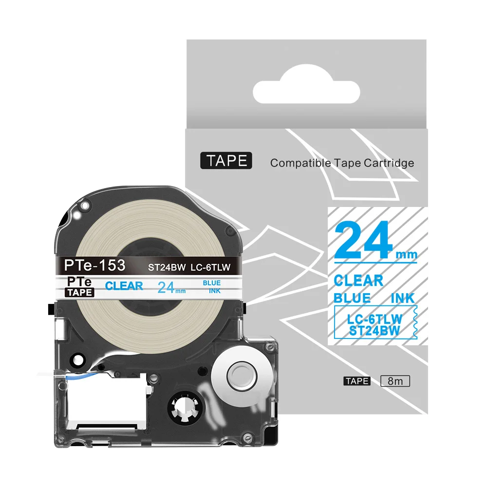 Blue on Clear Синий на прозрачных ST24BW 24 мм этикетки ленты совместим с Epson этикетки принтеров - Цвет: Blue on Clear
