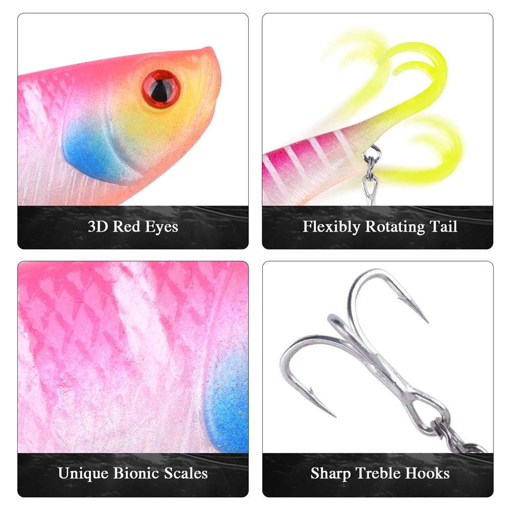 Soft Fishing Lure Swimbait Wobbler Silicone Artificial Bait VIB (13)