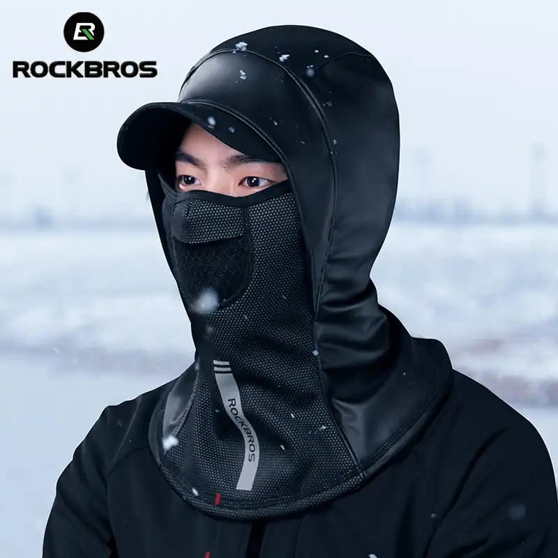ROCKBROS Зимняя Термальная флисовая Лыжная маска для сноуборда Капюшон Полное покрытие для лица шарфы наружная Ветрозащитная Балаклава головные уборы для езды на велосипеде - изображение