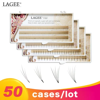 

LAGEE 50 cases 0.07C 8-14mm Premade Volume Wide fans Short Stem Russian Volume Professional Eyelash Extensions Faux Mink Lashes