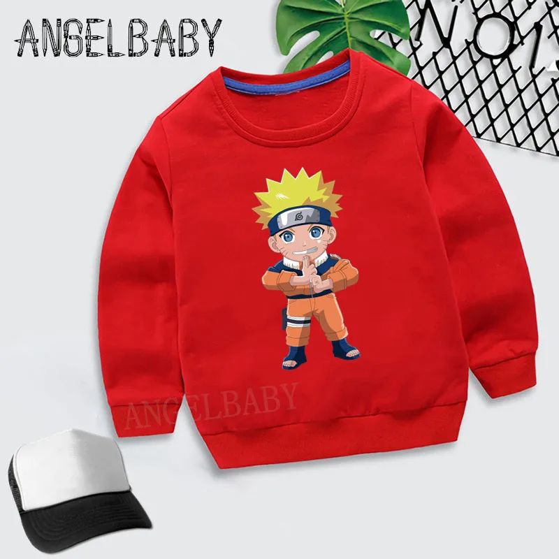 Детские толстовки с героями мультфильмов Uzumaki Naruto; детские осенние Топы; одежда из хлопка для малышей; свитер для мальчиков и девочек; KYT2244