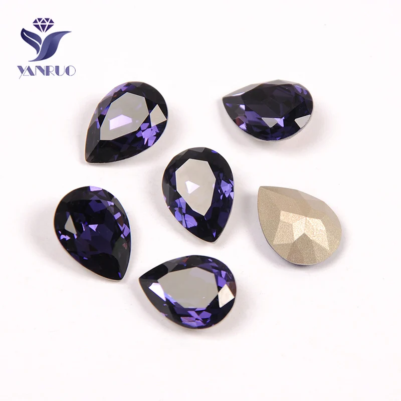 YANRUO 4320, новинка, фиолетовый бархат, кристаллы для шитья, стеклянные камни, капля воды, с когтями, для одежды, аксессуары - Цвет: Without Claw