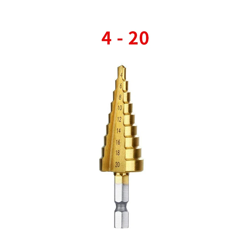 HSS Titanium Drill Bit 3-12 3-13 4-12 4-20 4-22 4-32 Drilling Power Tools Metal High Speed Steel wood Hole Saw Cutter Cone Step